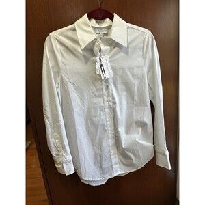 by Stacy London Women's Top Sz XXS Core Poplin Button-Front White A662035